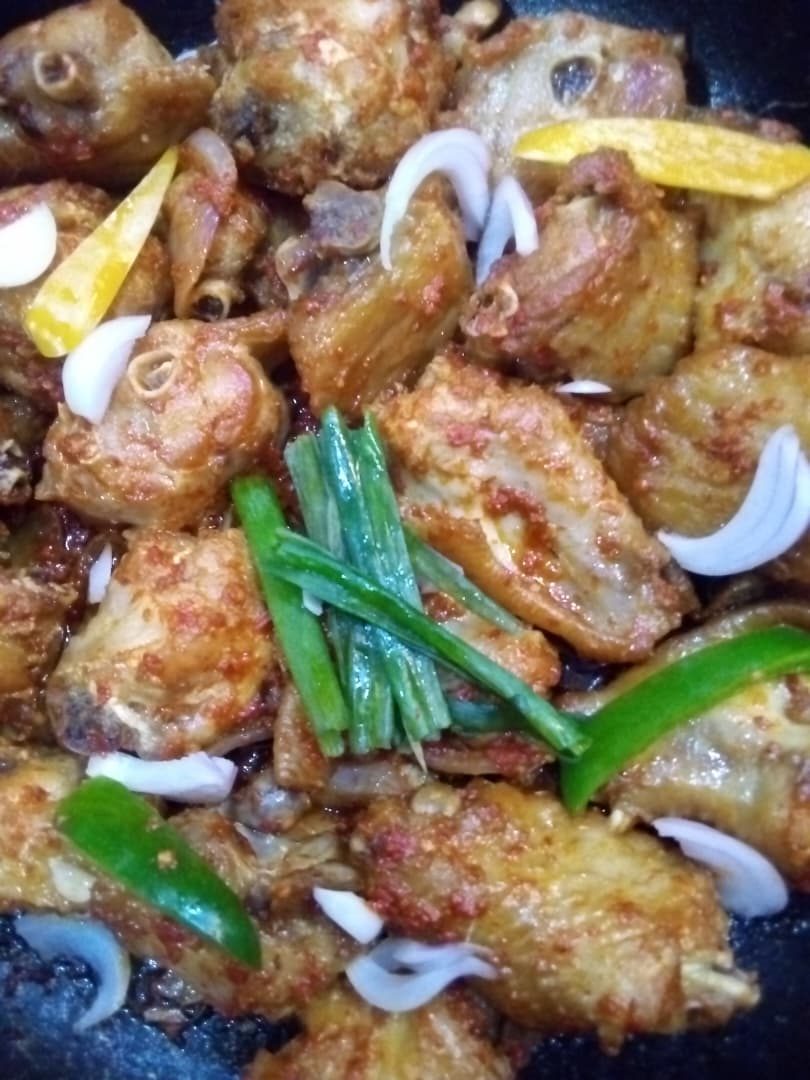 Crispy fried Margaret's chicken in the pan
